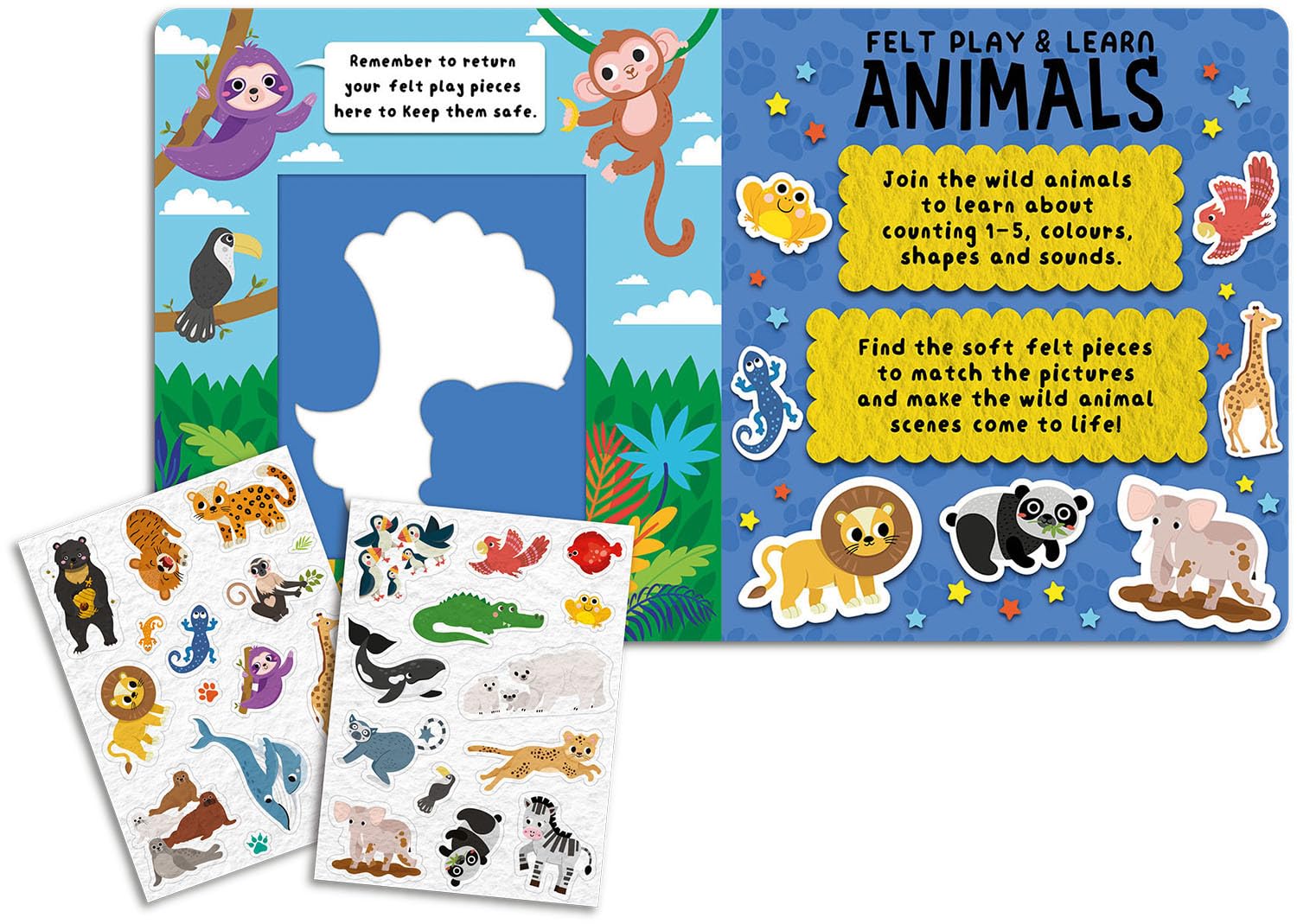 Felt Play & Learn Animals (Board Book)